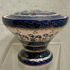 CERAMIKA ARTYSTYCZNA IKEBANA VASE BRAND NEW BLUE SPRING DAISY PATTERN HTF